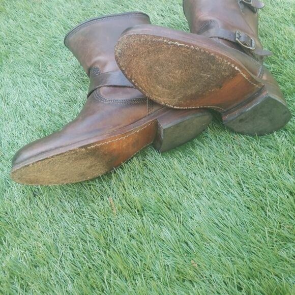 Frye veronica Brown Leather Mid-Calf Engineer Boots Size 6 - Picture 3 of 8